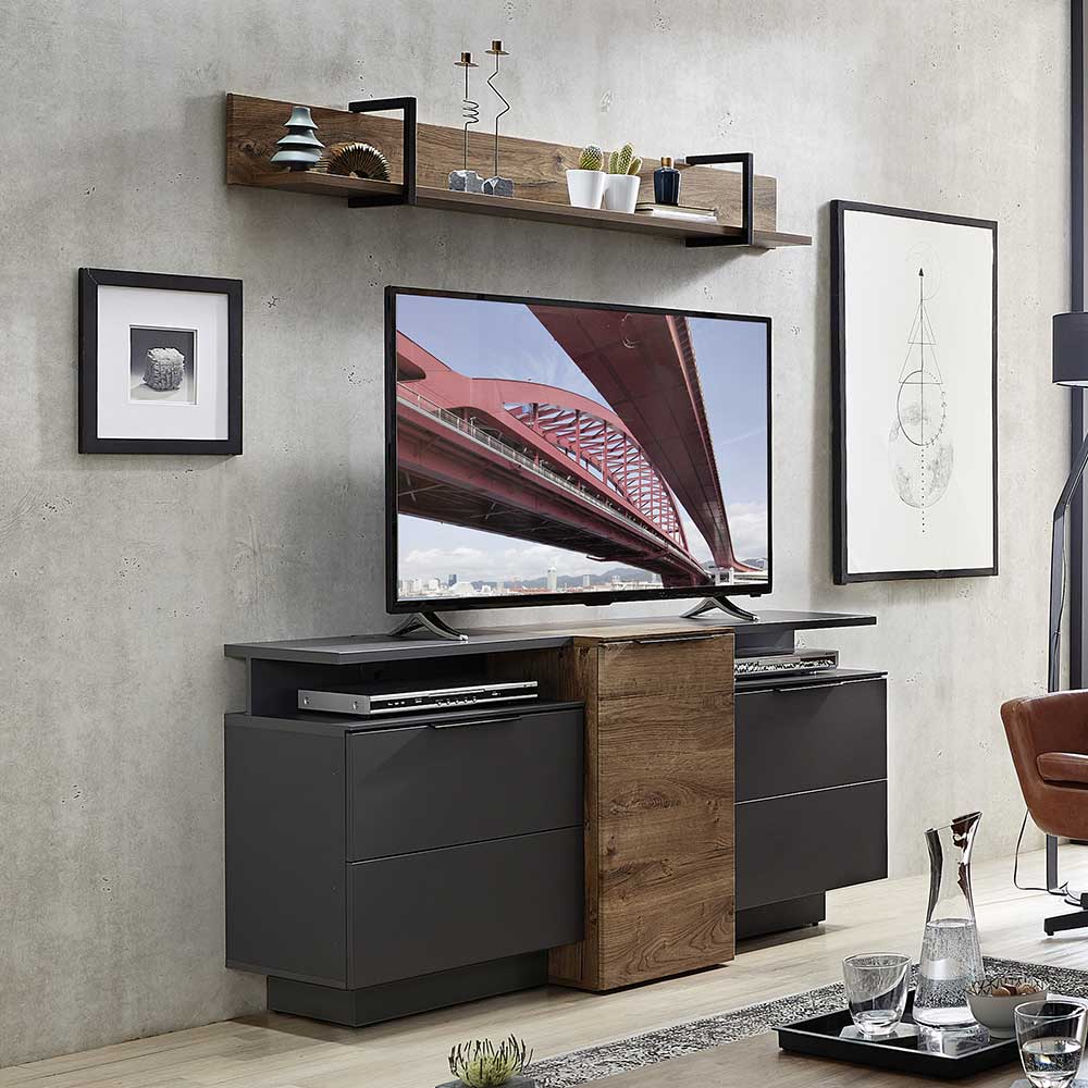 160cm TV Unterbau & Wandregal - Nivita (vierteilig)