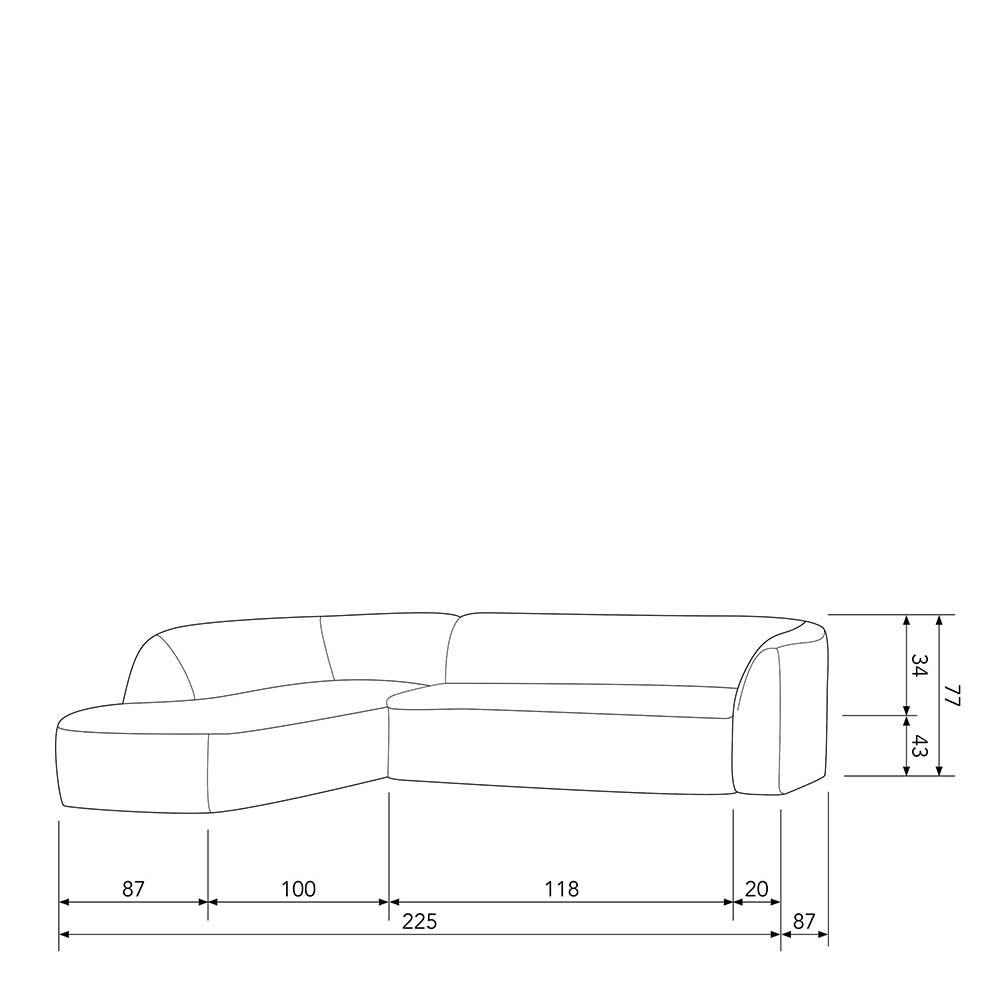 Ecksofa in Hellbraun Chenille Bezug - Acira