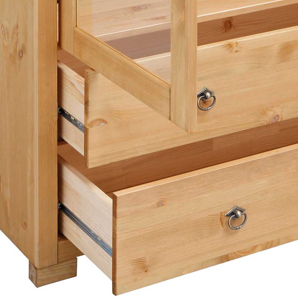 Glastüren Highboard in Natur geölt - Vinidad