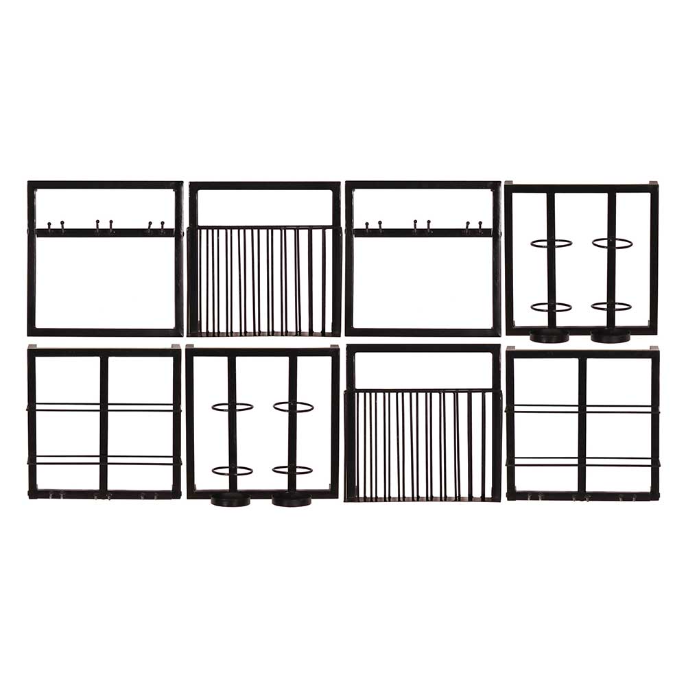 Hängeregal Kombi in Schwarz - Merusha (achtteilig)