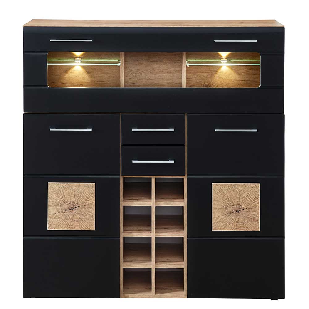 Wohnzimmer Barschrank in Schwarz & Wildeiche - Kandu