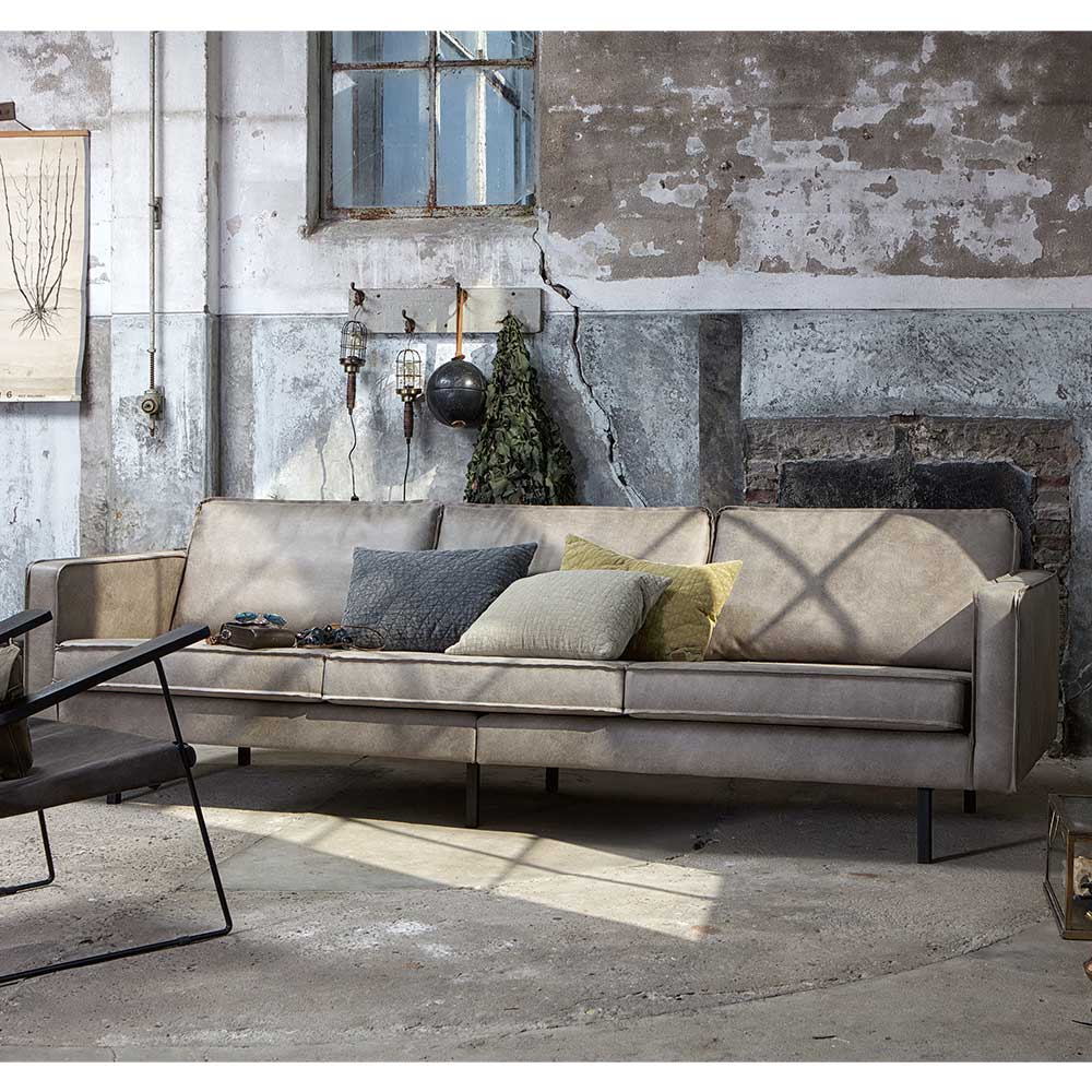 Kunstleder 3-Sitzer Sofa in Grau - Patria