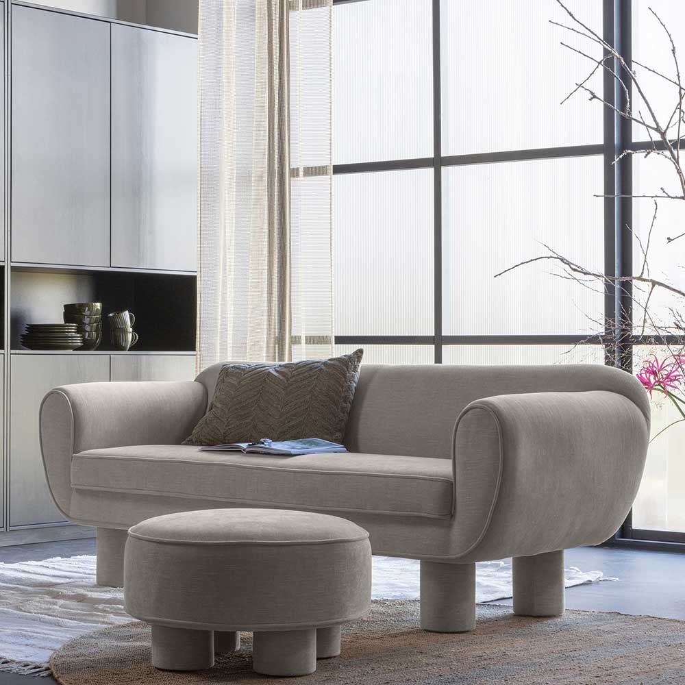 Designer Sofa in Beige Chenille - Spiaggi