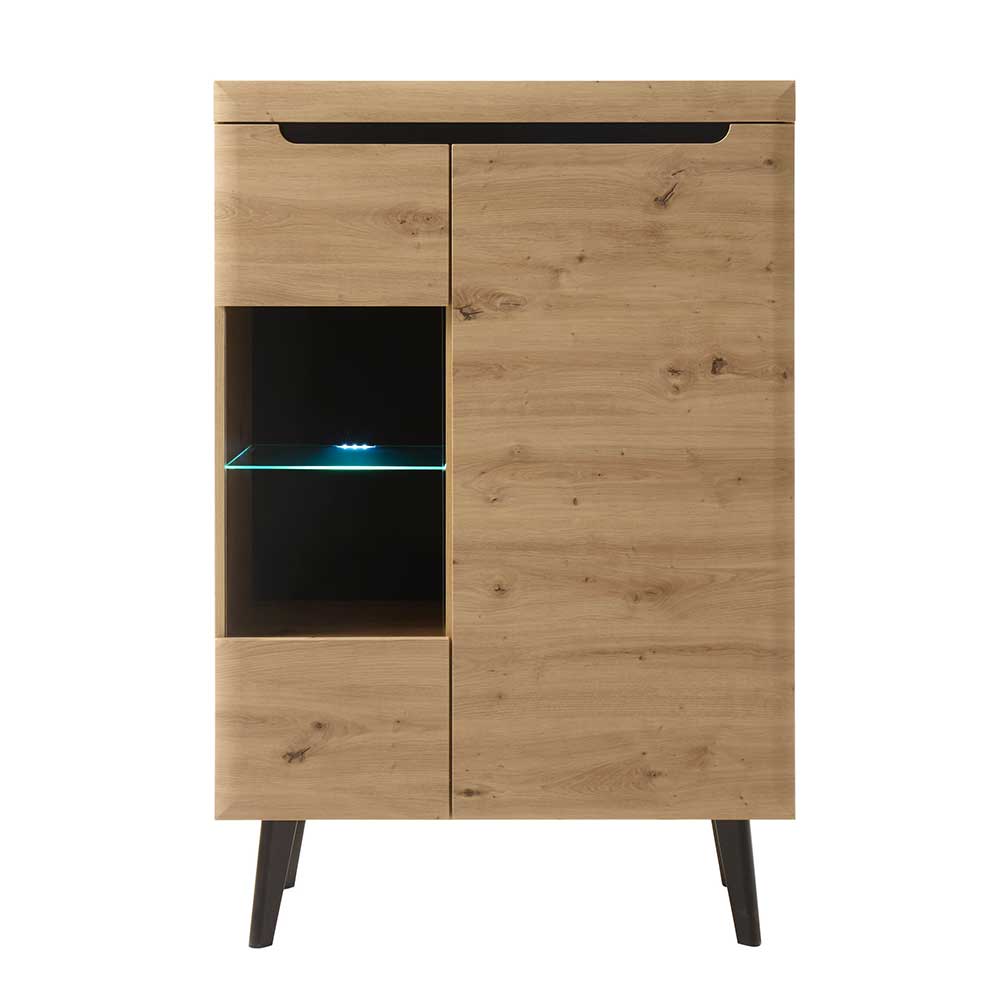 90x134x40 Highboard mit Glaseinsatz 2-türig - Olcian