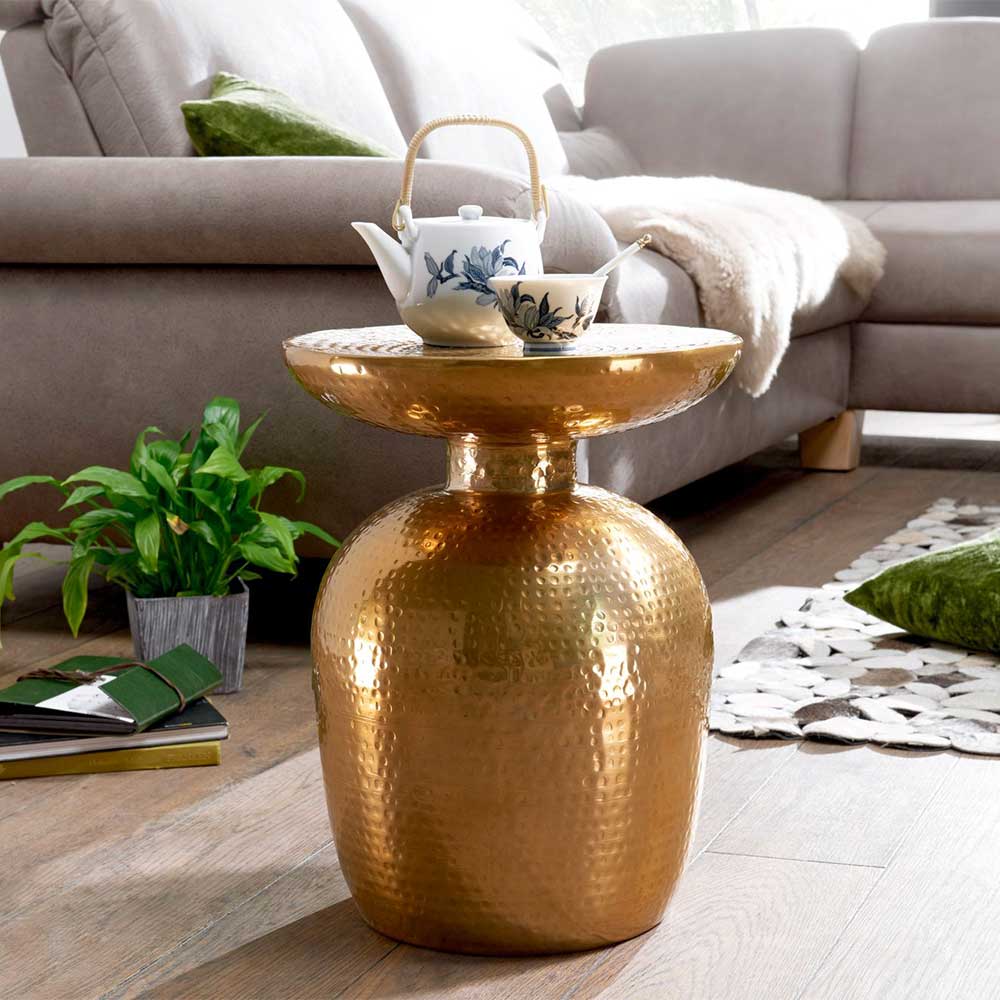 Orientalisch inspirierter Alu Tisch in Gold - Luisa