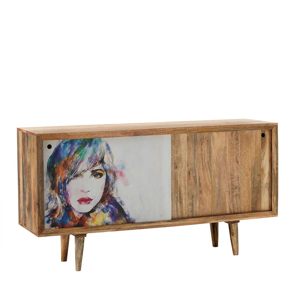 Schiebetüren Sideboard mit Motiv Frau mehrfarbig - Mengiz