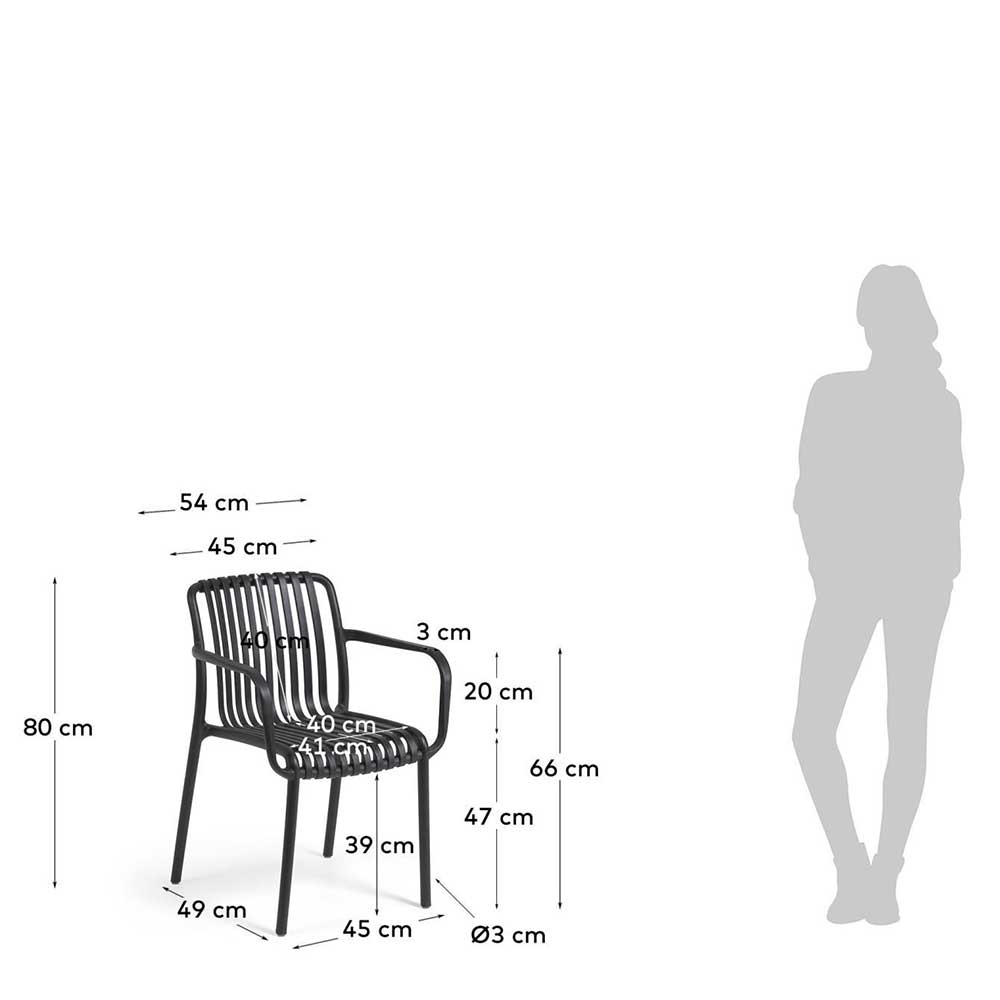 Garten Stapelstühle in Schwarz - Emonila (4er Set)