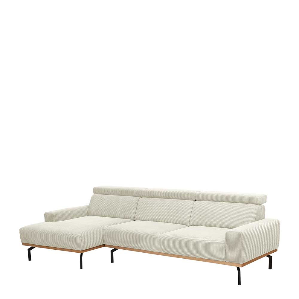 Modernes Ecksofa in Creme Cordbezug - Caldizza