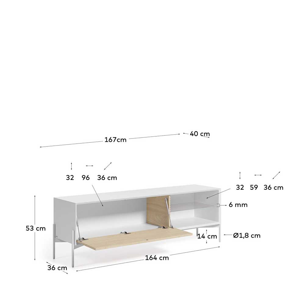 167x53x40 TV Lowboard mit Bodenfreiheit - Vuno