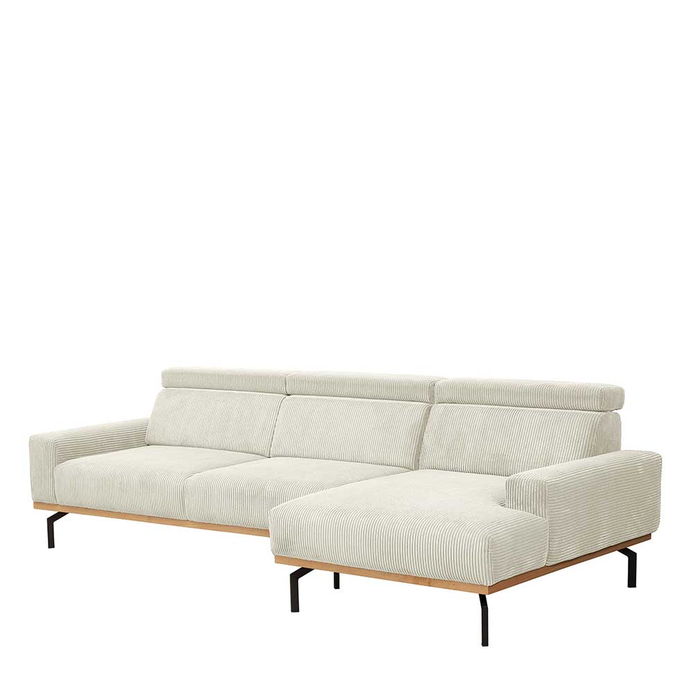 Modernes Ecksofa in Creme Cordbezug - Caldizza