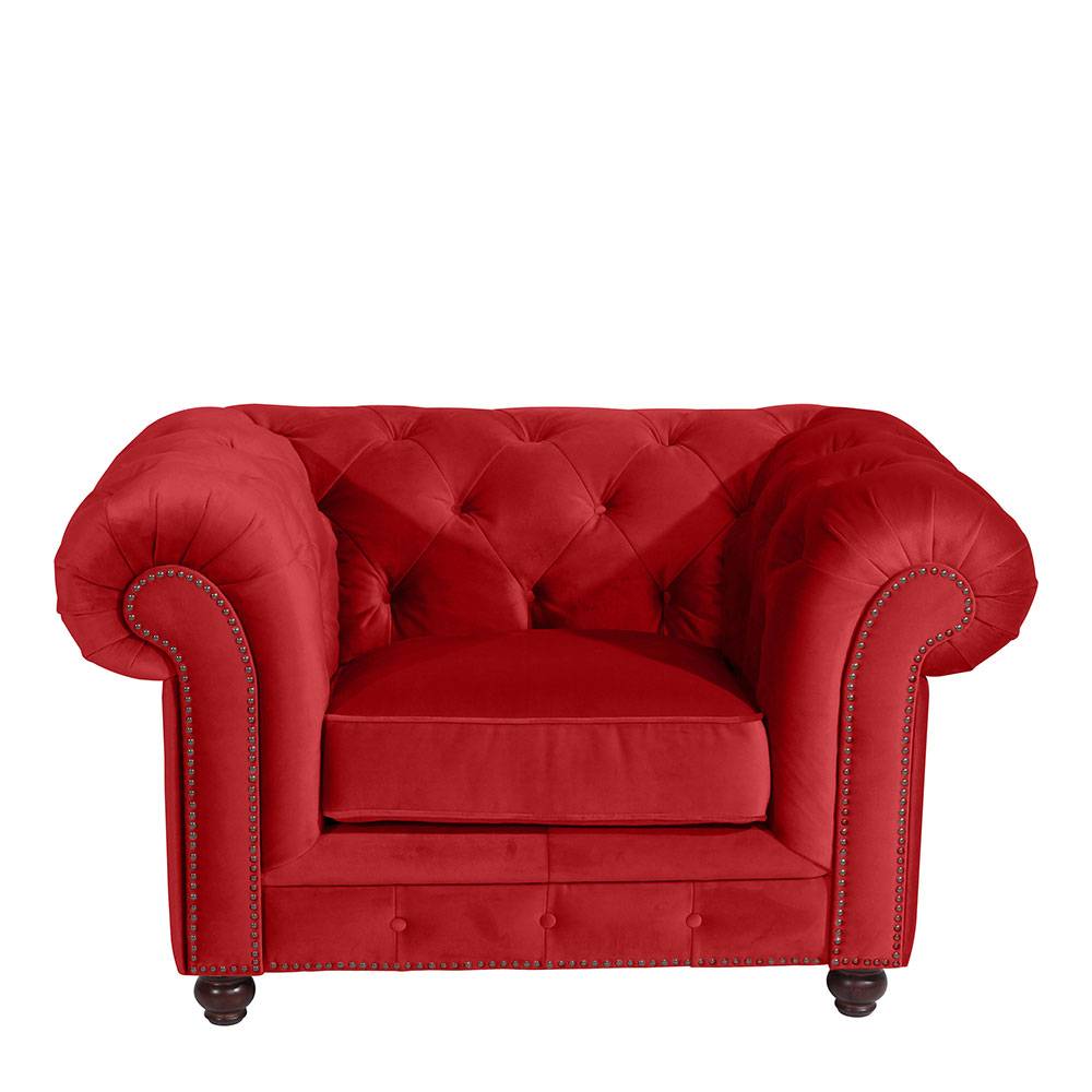 Roter Chesterfield-Sessel aus Samtvelours - Cebaza