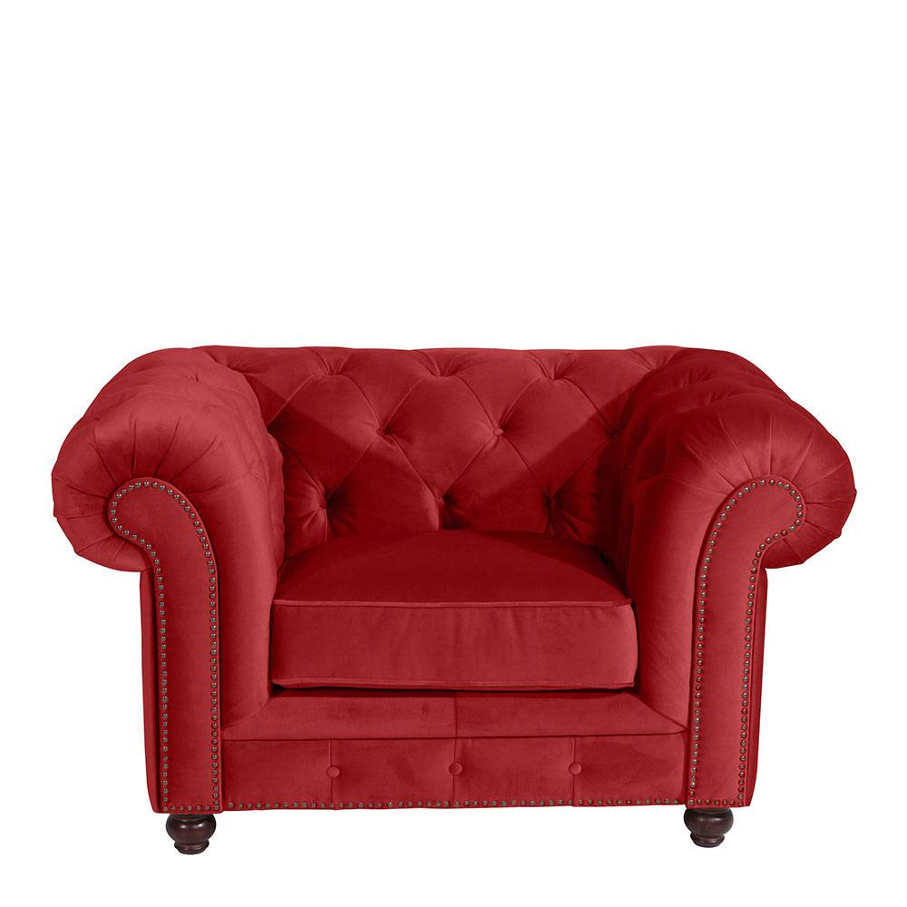 Chesterfield Sessel in Ziegel Rot - Telik