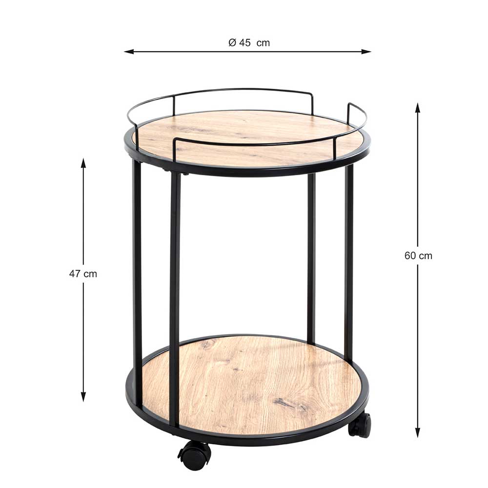 Runder Beistelltisch auf Rollen - Floyda