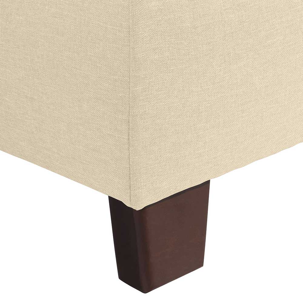 Stoffhocker in Beige mit Nussbaum Braun - Nando