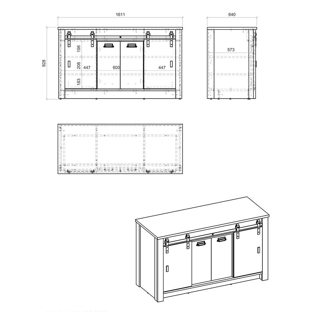 Unterschrank für die Küche 161x93x64 - Eture