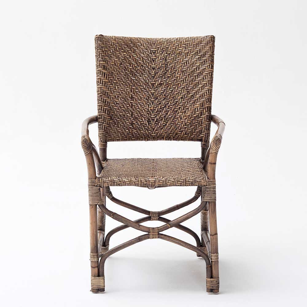 Hochwertiger Rattan Designstuhl Pietro in Braun (2er Set)