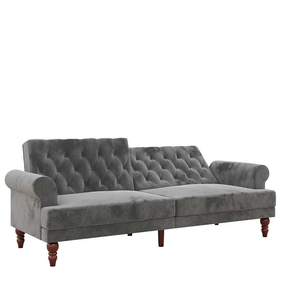 Vintage Style Couch in Grau Samtbezug - Limoncito