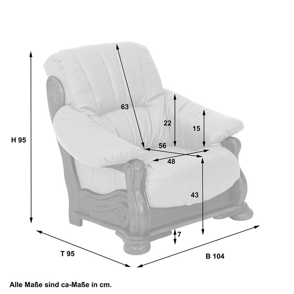 Wohnzimmer Sessel in Schwarz Leder - Leontine