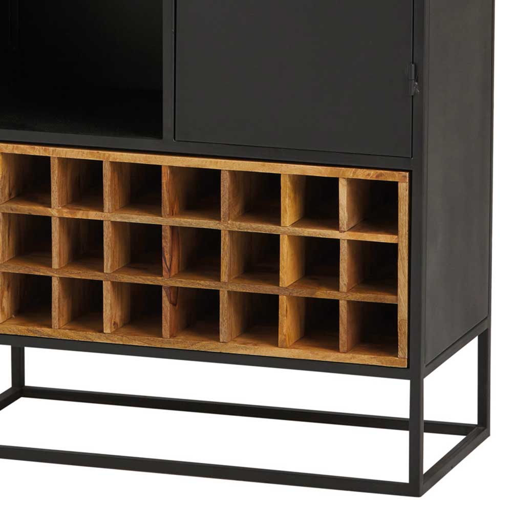 Barschrank in Mango Natur und Schwarz - Jandrus