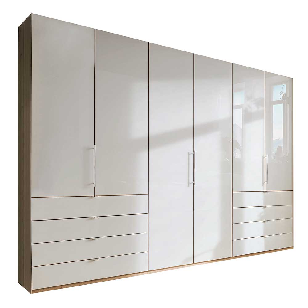 Kombi Schlafzimmerschrank mit Glas Front Beige - Lesegano