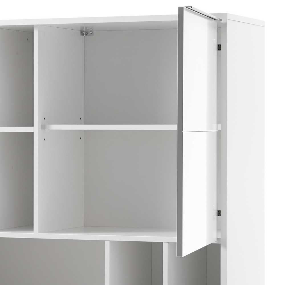 Weißes Highboard mit 8 Fächern & 2 Türen - Enkraja