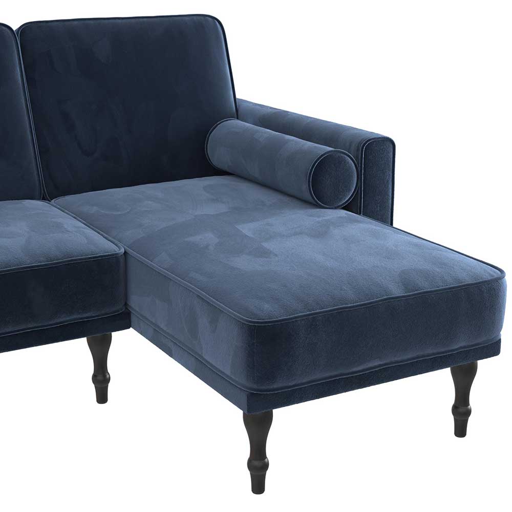 Samt Ecksofa in Blau mit Bettfunktion - Muweja