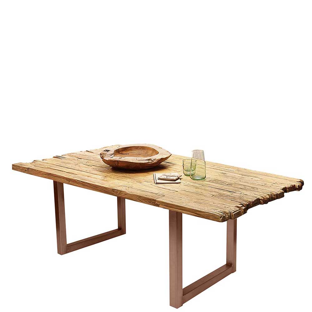 Teak Altholz Tisch mit U-Gestell - Montesa