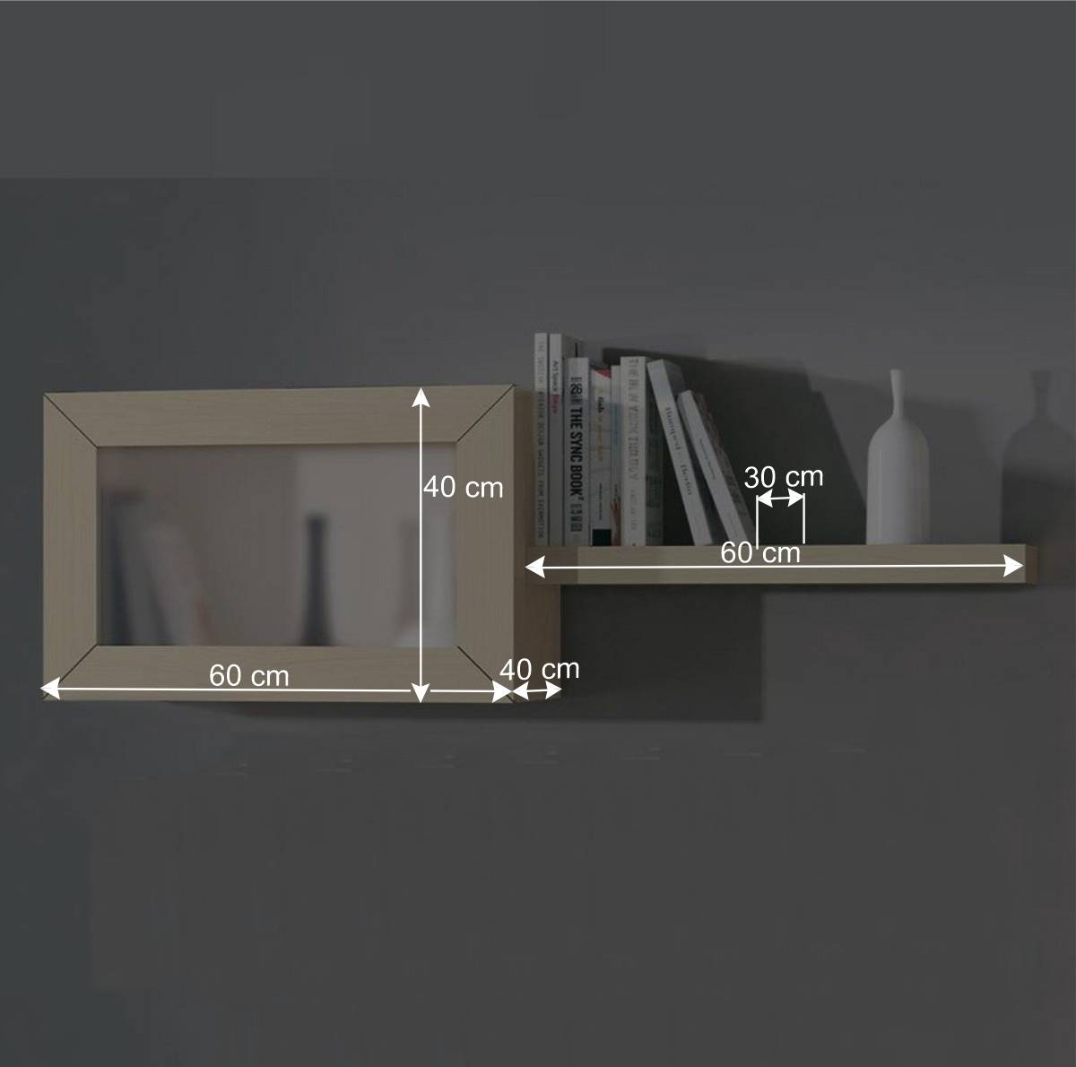 120x40x40 Wandvitrine mit Wandboard - Odillava (zweiteilig)