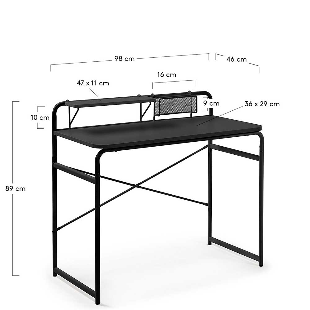 Günstiger Schreibtisch mit Aufsatz 98x89x46 - Tibalt