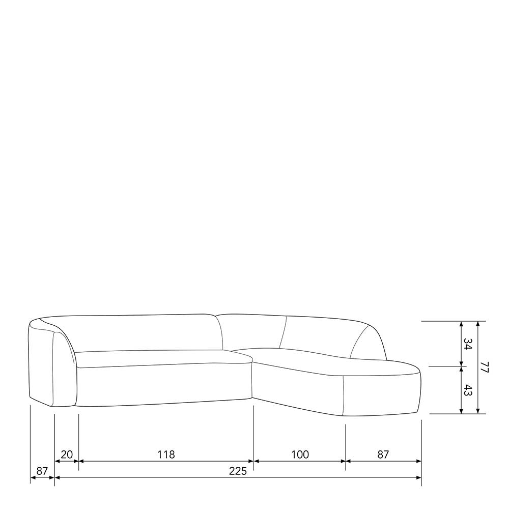 Ecksofa in Schwarzgrau Chenille - Barat