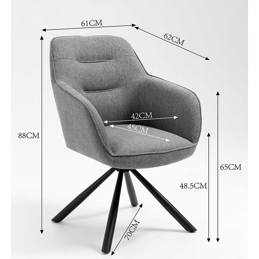 Design Tischsessel drehbar in Grau - Fiorenca (2er Set)