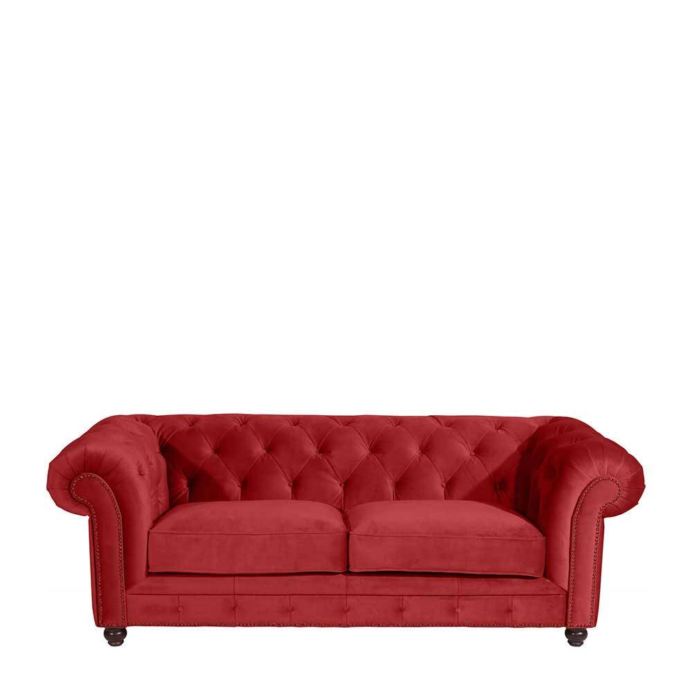 Dreisitzer Chesterfieldcouch in Ziegel Rot - Telik