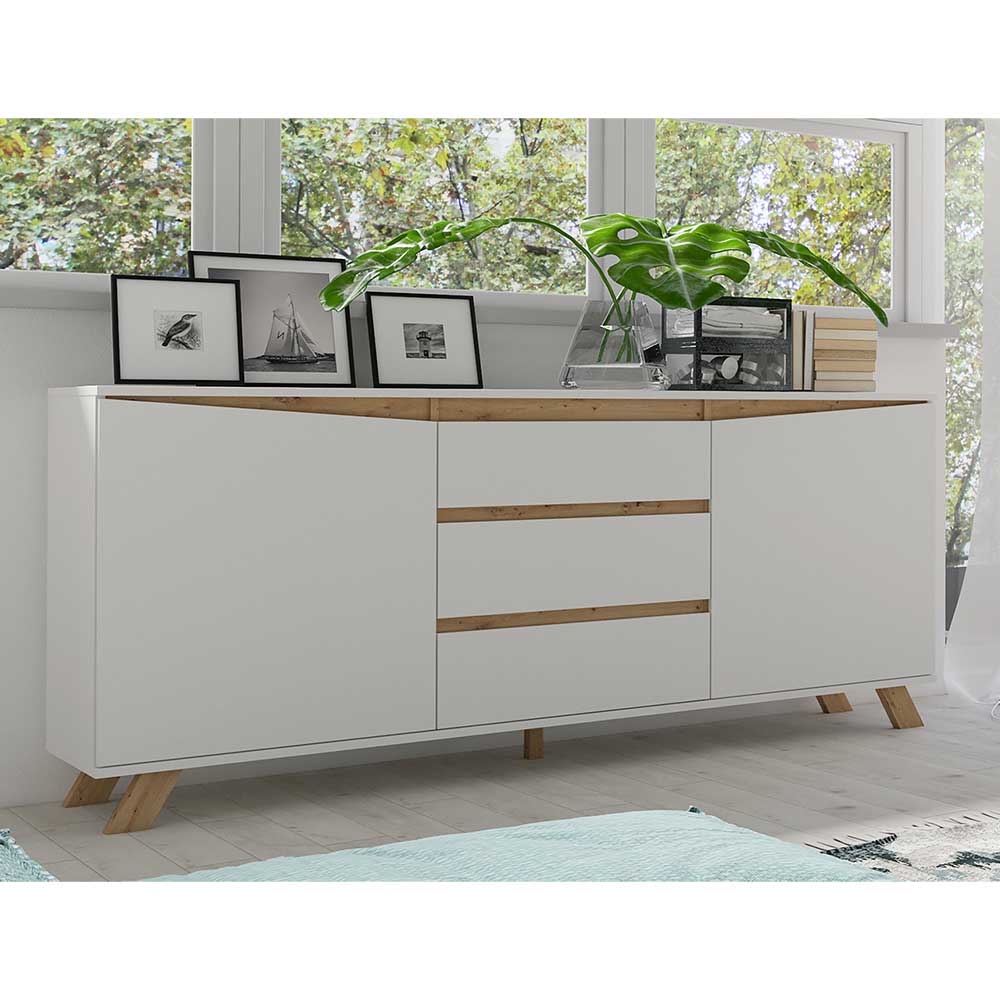 Scandi Chic Sideboard in Weiß - Cady