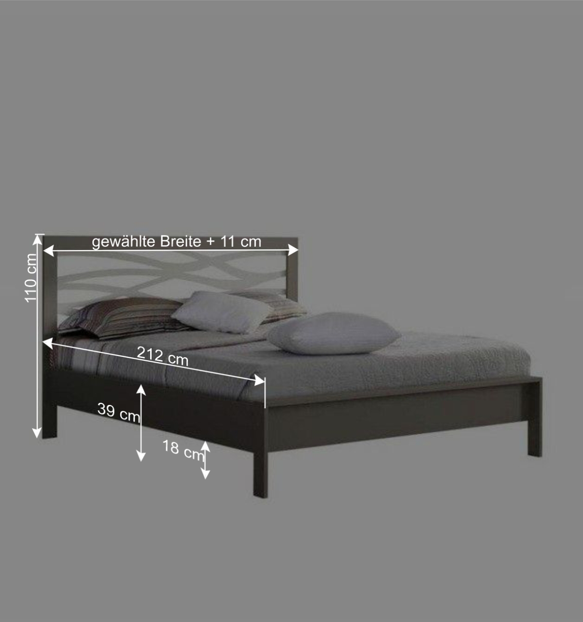 Design Metallbett Tuloca in Grau Weiß