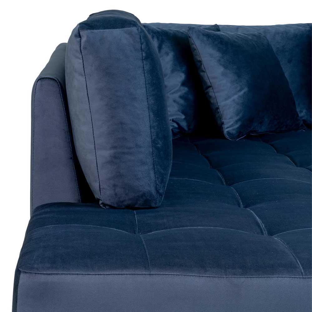 370x78x220 Samt U-Form Couch in Blau - Dominico