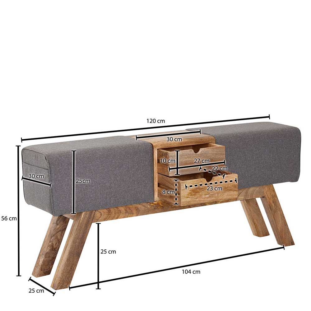 Turnbock Design Bank mit zwei Schubladen - Ruamantico