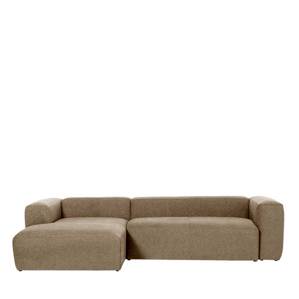 Hochwertige Chenille Eckcouch in Beige - Crotone