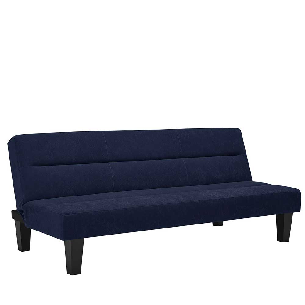 Microfaser Schlafsofa in Blau mit Schwarz - Hanniba