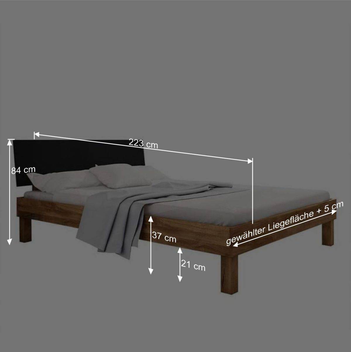 210cm Holzbett & Nachttische - Olbysca (dreiteilig)