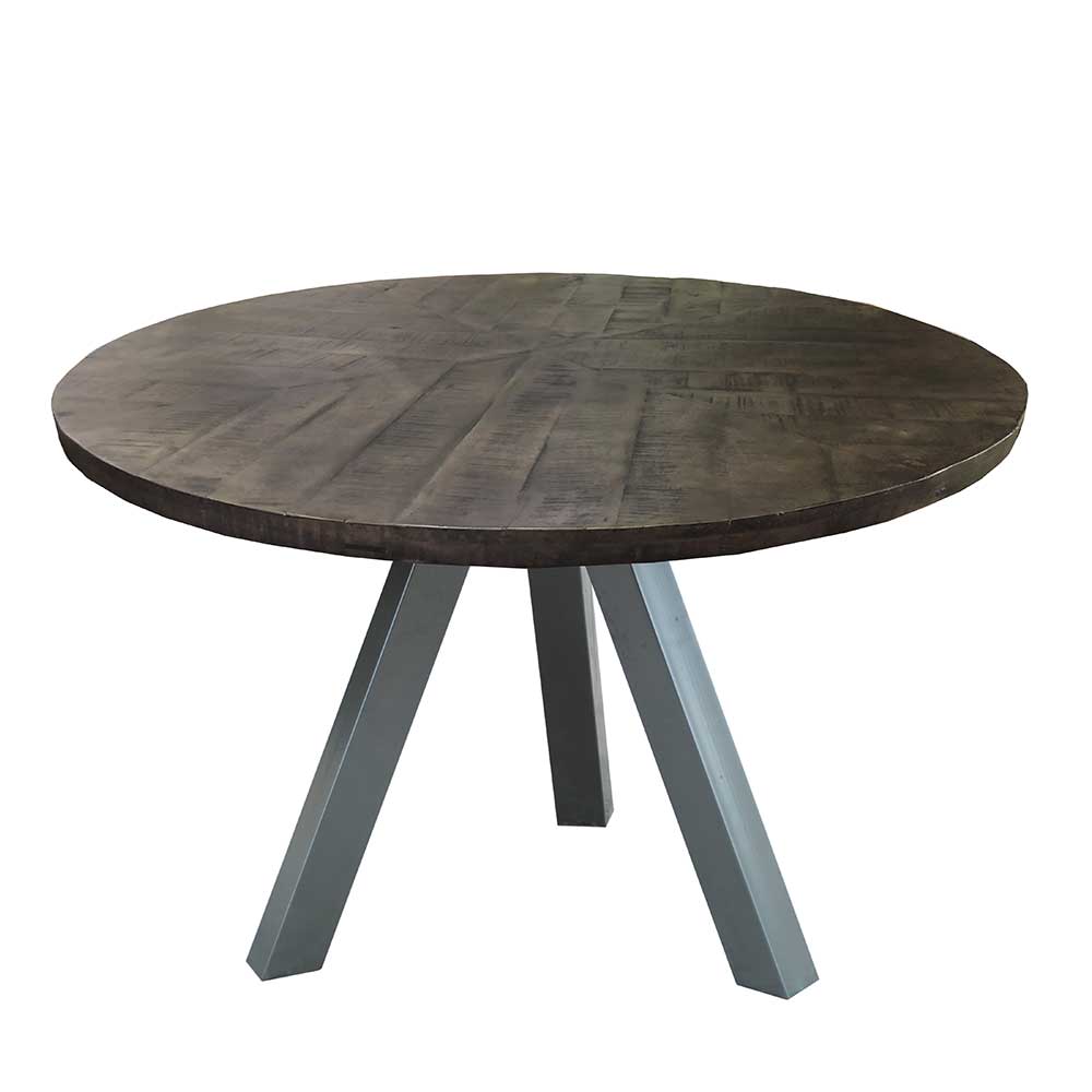 120cm runder Holz Esstisch in Grey Wash - Nicoletta