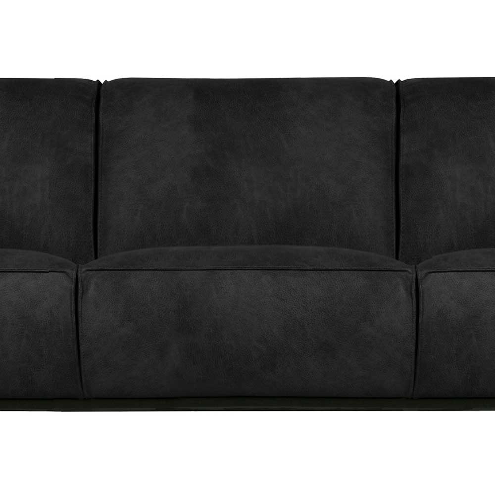 230cm breite Kunstwildledercouch in Schwarz - Fanossy