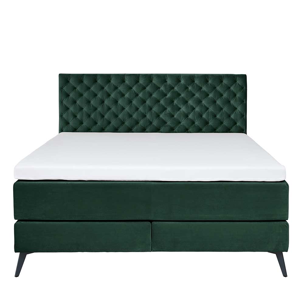 Chesterfield Design Boxspringbett in Dunkelgrün - Kurtinia