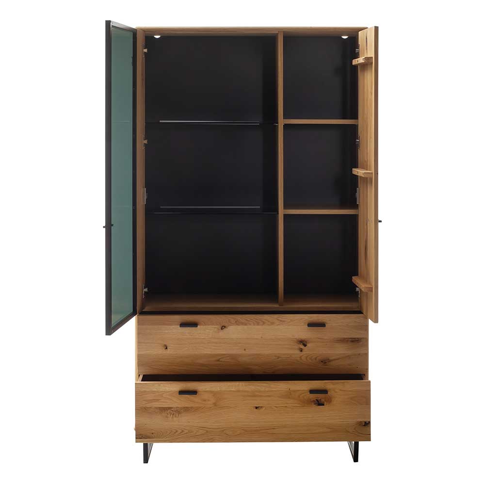 Wohnzimmerschrank mit Glas Einsatz - 100x186x38 - Flacona