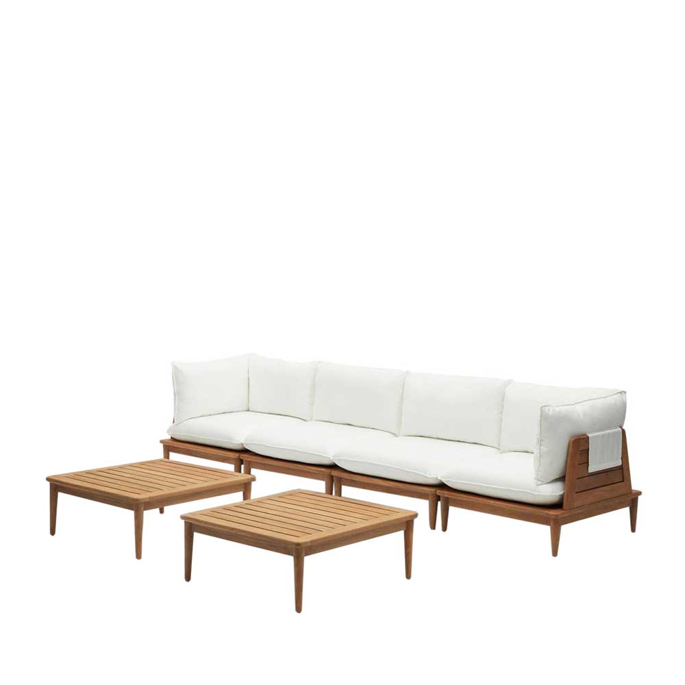 Teakholz Lounge modular & 2 Couchtische - Palm (sechsteilig)