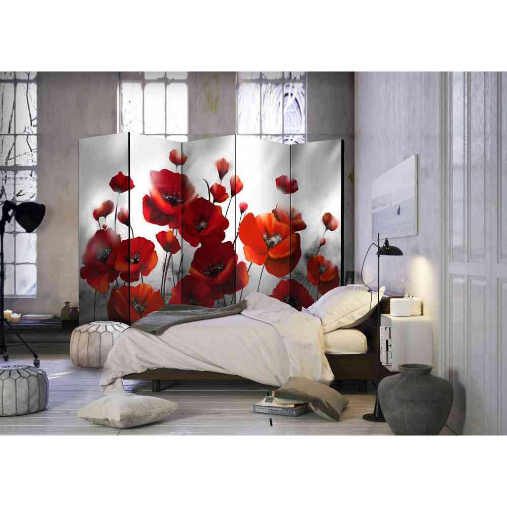 225x172 cm Raumtrenner in Rot & Grau - Arionn