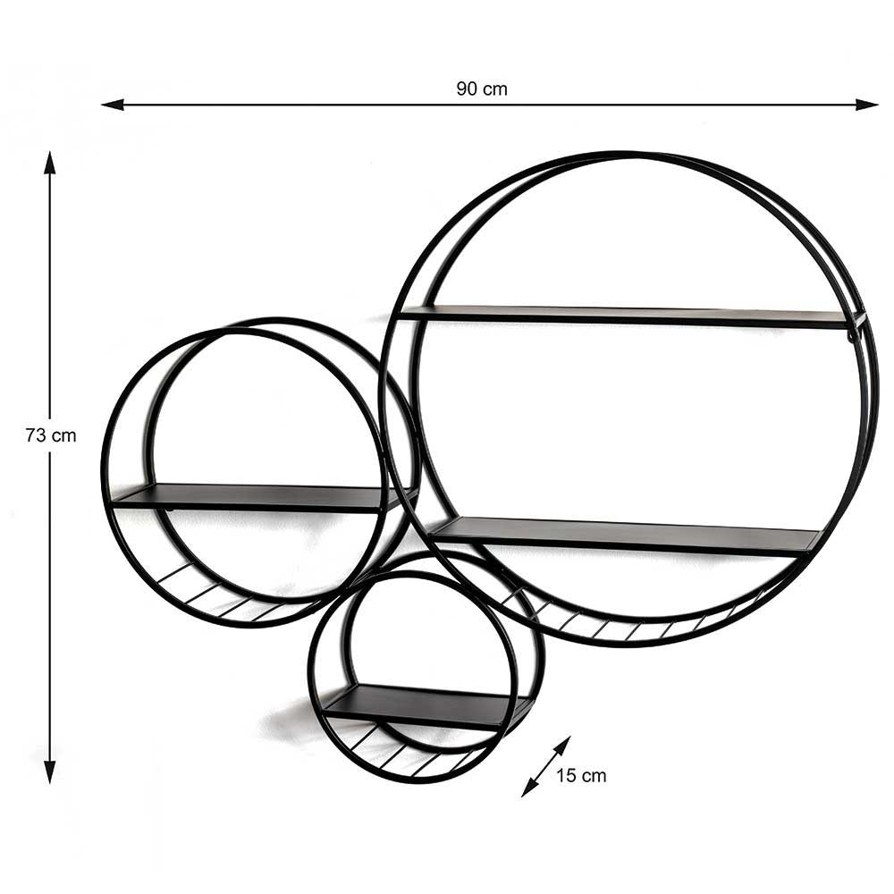 Rundes Wandregal aus schwarzem Metall - Zlotka