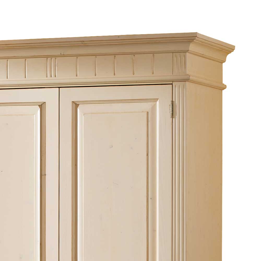 Massivholz Kleiderschrank Jaif in Creme Vintage