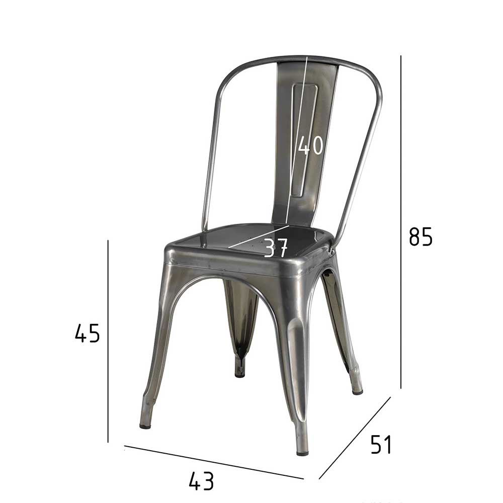 Esstisch Designstühle in Grau lackiert - Raipur (4er Set)