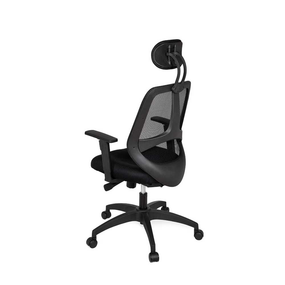 Ergonomischer Bürostuhl mit Kopfstütze in Schwarz - Mint