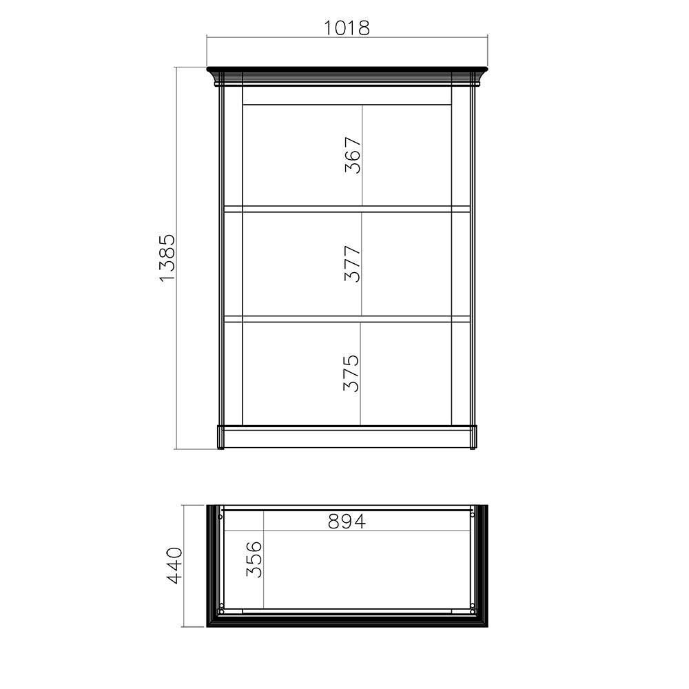 356cm Landhaus Wohnwand Set - Diatara (dreiteilig)